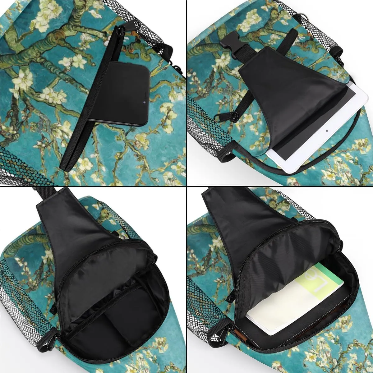 Flower Branch Painting Sling Bag for Women Men Crossbody Sling Backpack Shoulder Bag Chest Bag Daypack for Travel Hiking Outdoor