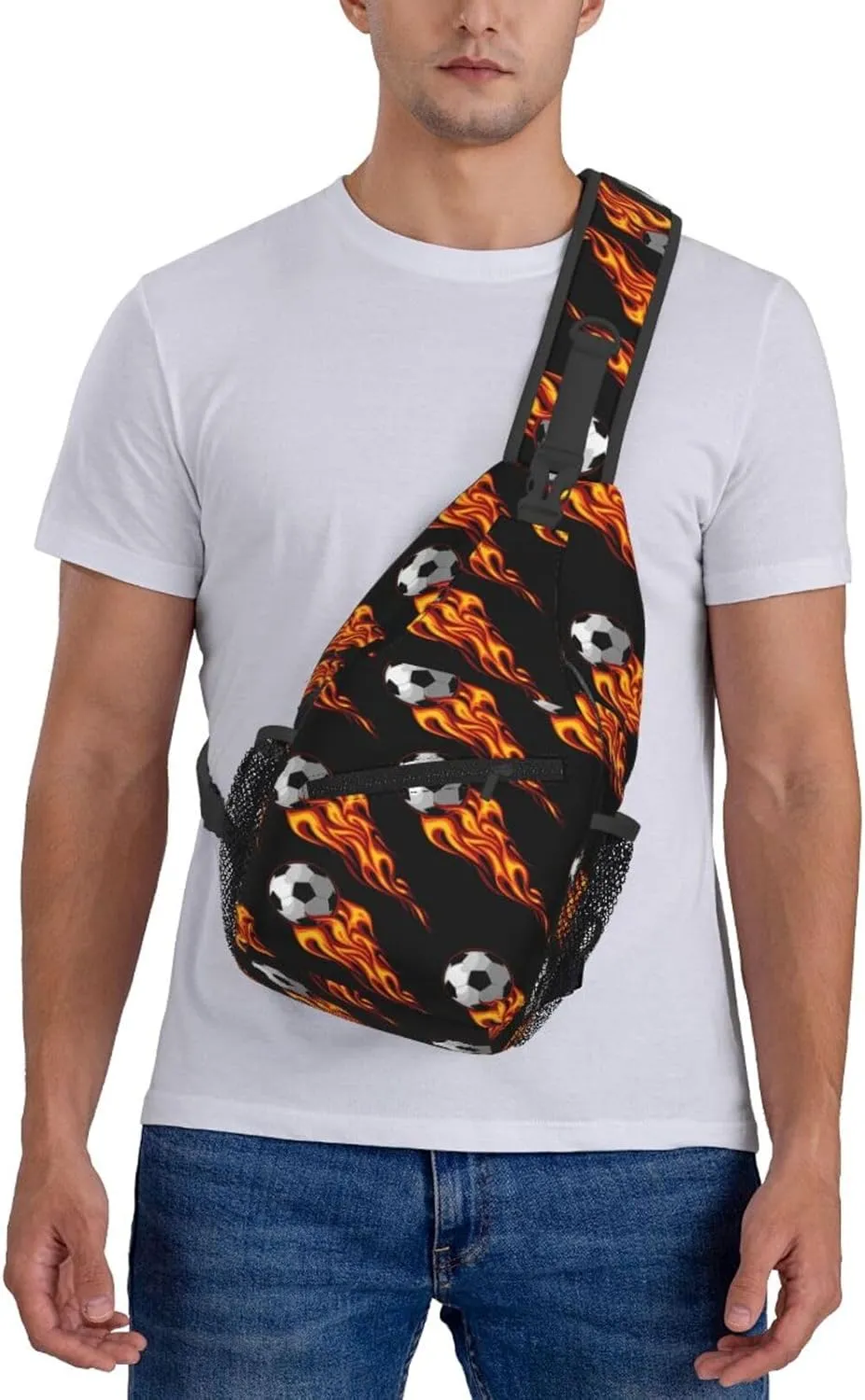 Flying Fiery Ball Chest Sling Bag Crossbody Shoulder Backpack Bag Gym Cycling Daypack Travel Hiking Cross Bag