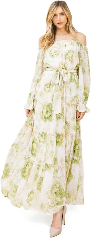 Flying Tomato Women's Floral Off Shoulder Maxi Dress