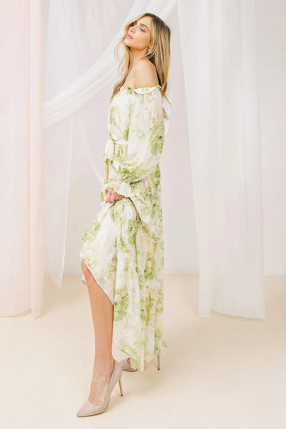Flying Tomato Women's Floral Off Shoulder Maxi Dress