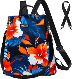 Fmeida Backpack Purse for Women Travel Anti Theft Backpack Convertible Fashion Bookbag Purse Hibiscus Flower