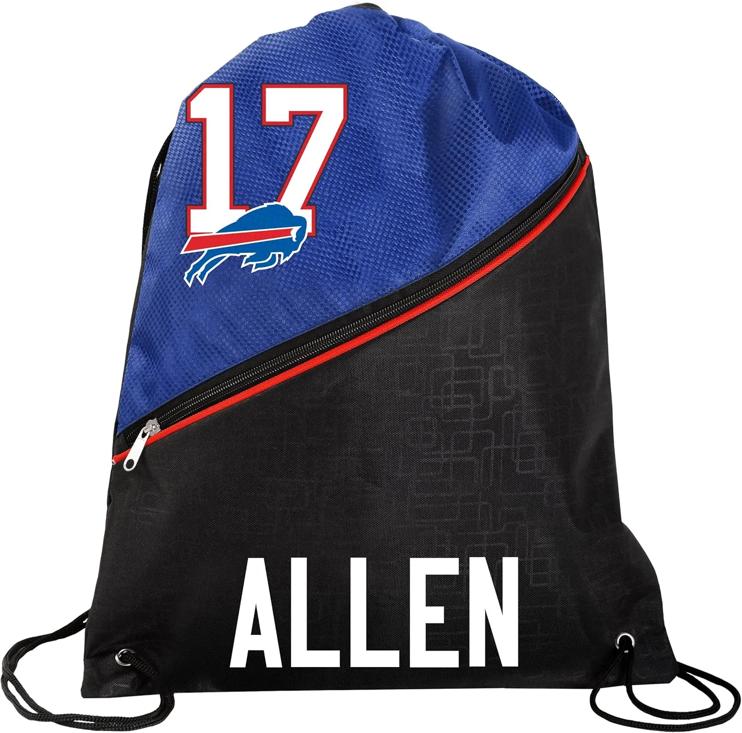FOCO - NFL High End Diagonal Zippered Drawstring Backpack Gym Bag (Josh Allen - Buffalo Bills)