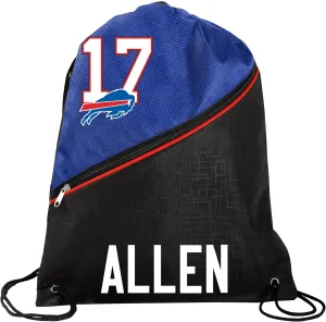 FOCO - NFL High End Diagonal Zippered Drawstring Backpack Gym Bag (Josh Allen - Buffalo Bills)