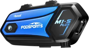 Fodsports M1-S Plus Motorcycle Bluetooth Headset with Customized HRSQS Speakers, One-Click Pairing, Microphone Mute, FM, Helmet Intercom up to 10 Riders with Music Sharing, Wonderful Sound, 1 Pack