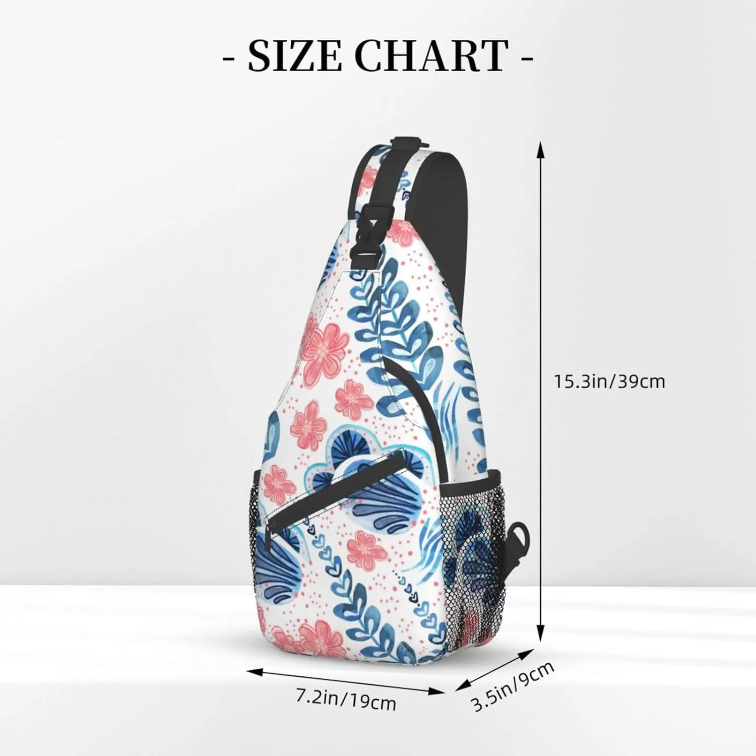 Folsky Flower Blossom Floral Small Sling Bag for Women Mens Crossbody Backpack Casual Hiking Daypack Chest Shoulder Bag with Adjustable Strap