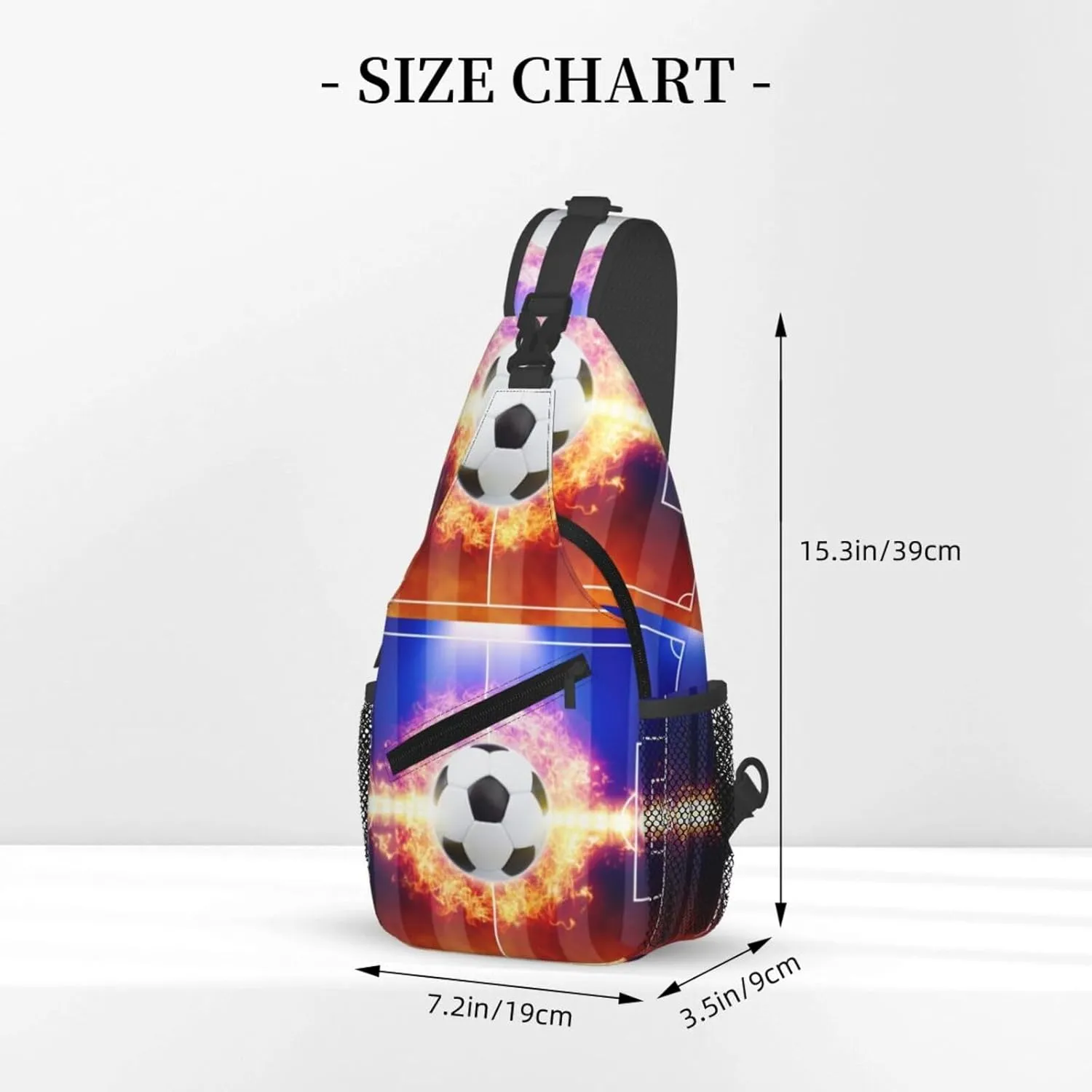 Football In The Middle Of The Flame Chest Sling Bag Crossbody Shoulder Backpack Bag Gym Cycling Travel Hiking Daypack Cross Bag