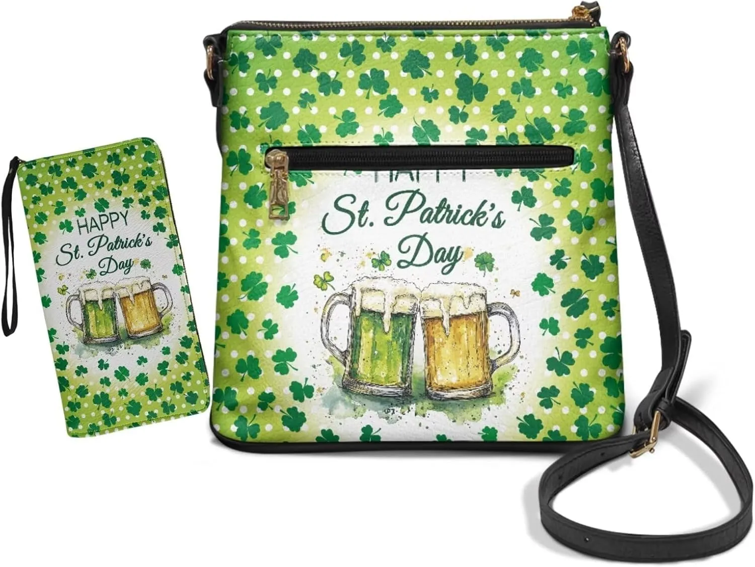 FOR U DESIGNS Green Theft Proof Crossbody Bag for Women St. Patrick's Day Travel Shoulder Handbags and Purses Set