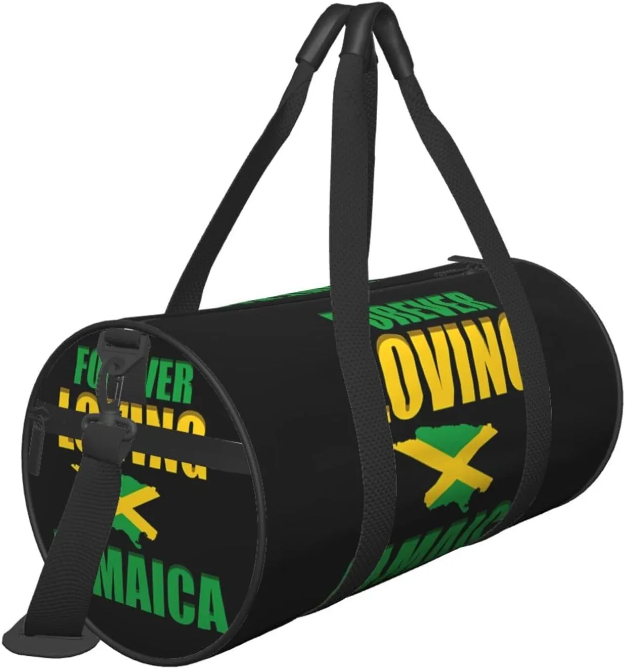 Forever Loving Jamaica Jamaican Flag Round Travel Duffel Bag Large Capacity Gym Sports Bags for Hiking Vacation Trips