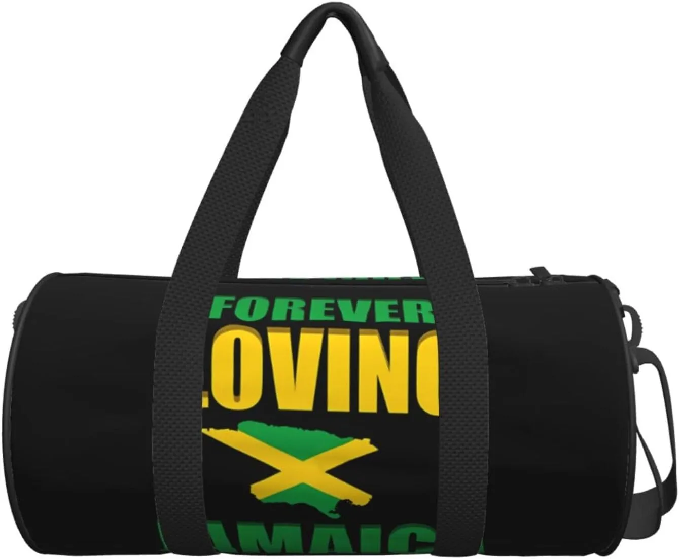 Forever Loving Jamaica Jamaican Flag Round Travel Duffel Bag Large Capacity Gym Sports Bags for Hiking Vacation Trips