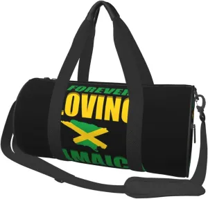Forever Loving Jamaica Jamaican Flag Round Travel Duffel Bag Large Capacity Gym Sports Bags for Hiking Vacation Trips