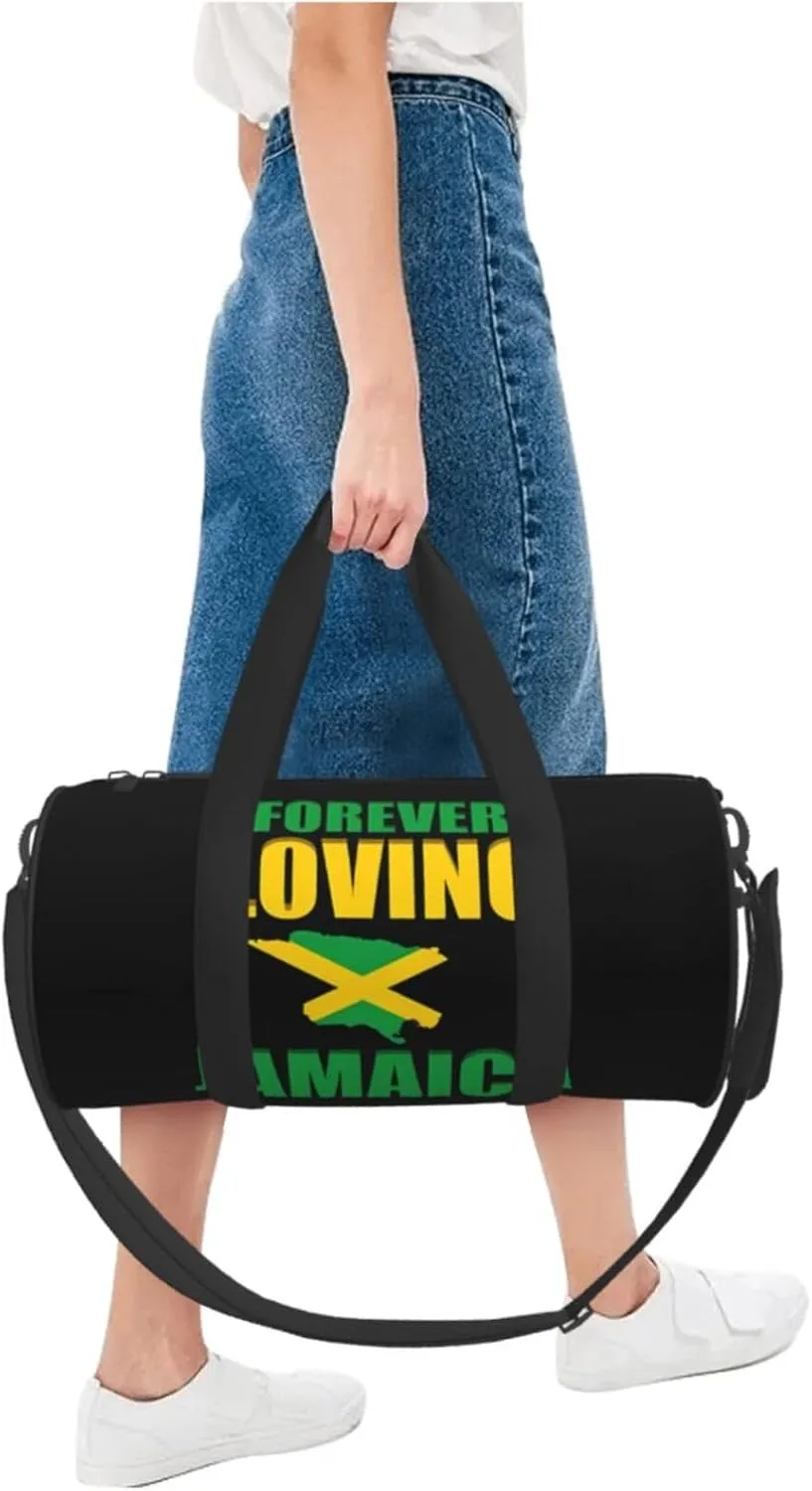 Forever Loving Jamaica Jamaican Flag Round Travel Duffel Bag Large Capacity Gym Sports Bags for Hiking Vacation Trips