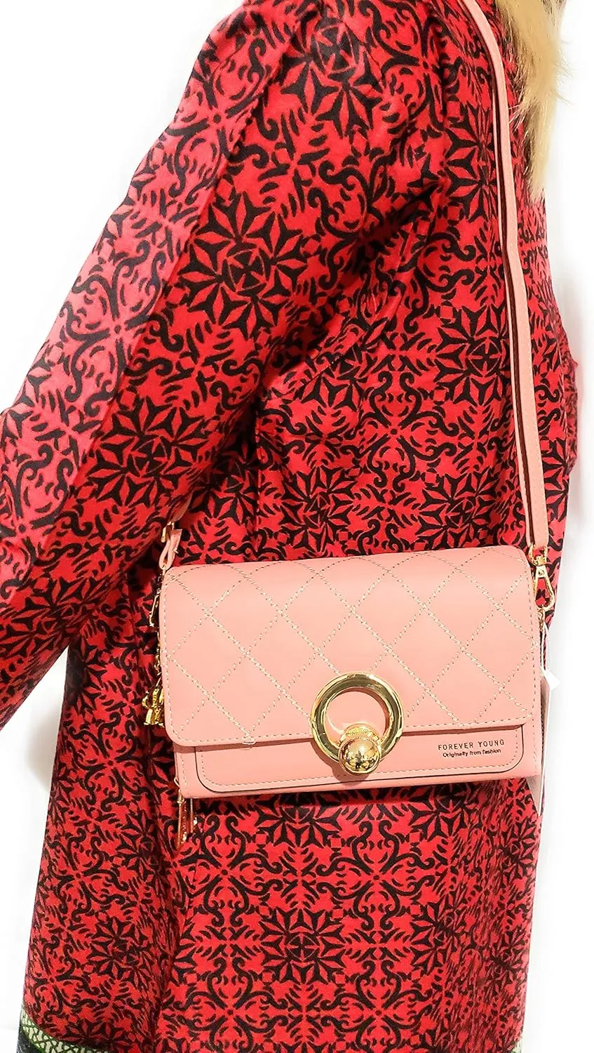 Forever Synthetic Leather Clutch Purse with Crossbody/Shoulder Strap