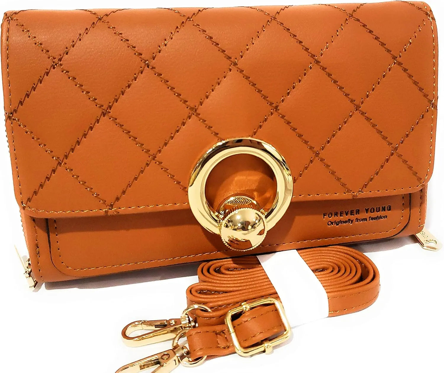 Forever Synthetic Leather Clutch Purse with Crossbody/Shoulder Strap