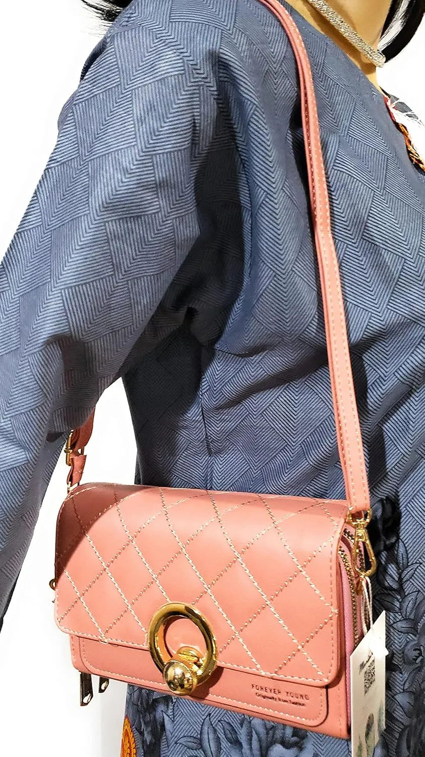 Forever Synthetic Leather Clutch Purse with Crossbody/Shoulder Strap