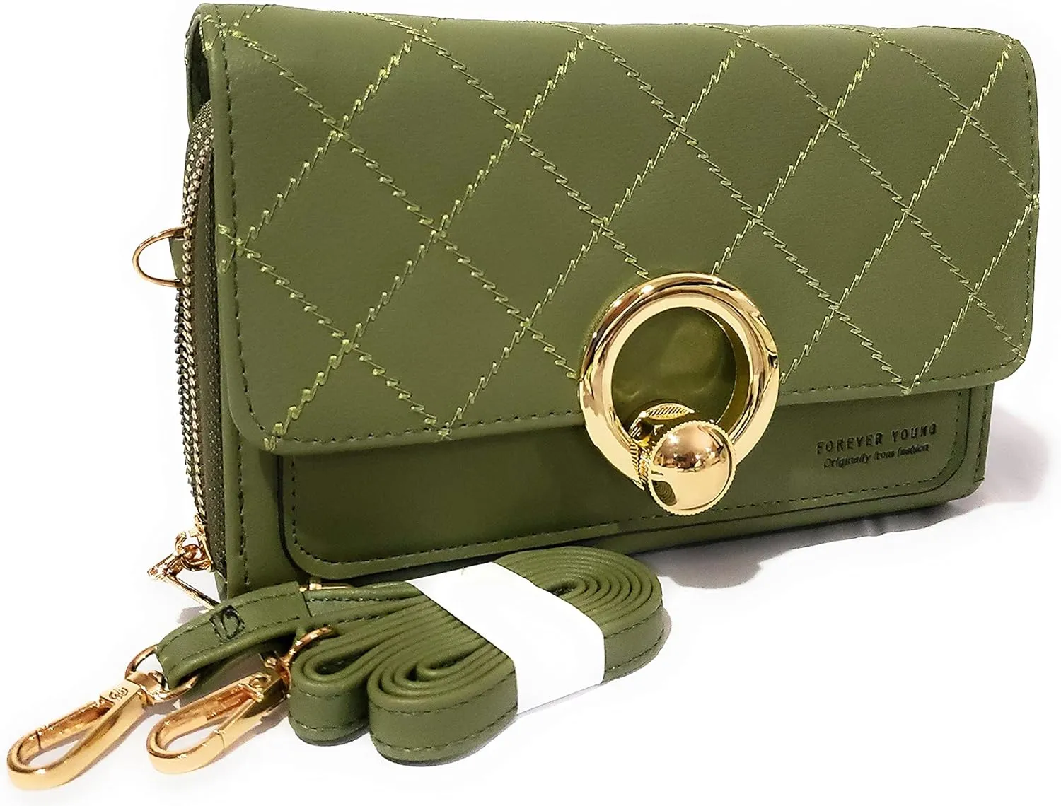 Forever Synthetic Leather Clutch Purse with Crossbody/Shoulder Strap