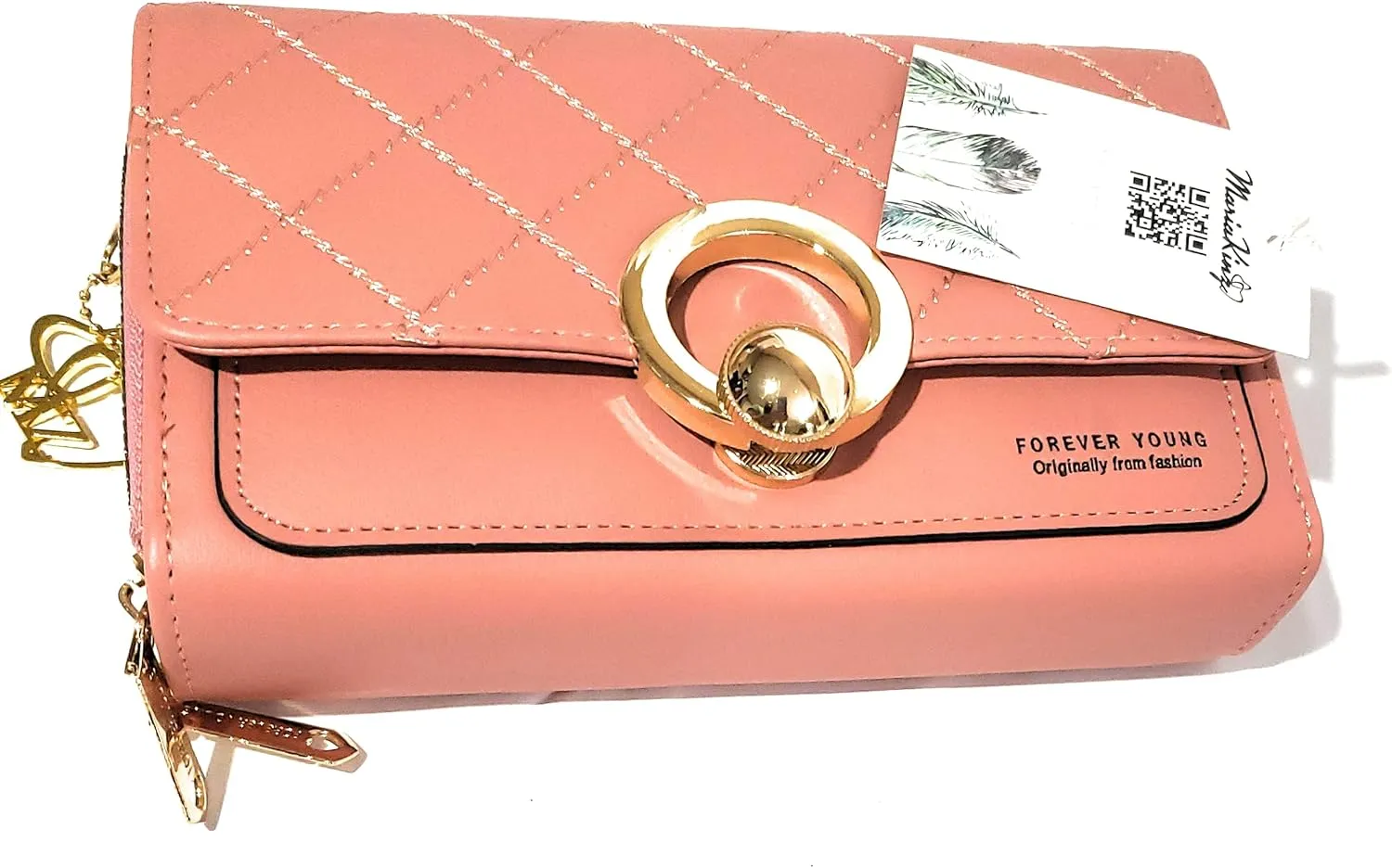Forever Synthetic Leather Clutch Purse with Crossbody/Shoulder Strap