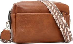 FOXLOVER Small Crossbody Bags for Women Triple Zip Cell Phone Purses Vegan Leather Handbag with Colored Shoulder Strap