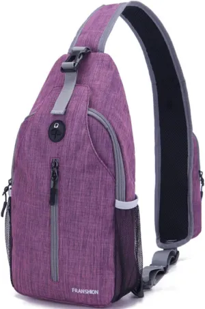 FRANSHION one strap backpack for men，sling bag for women crossbody ，hiking backpack，small backpack，waterproof sling bag(purple)