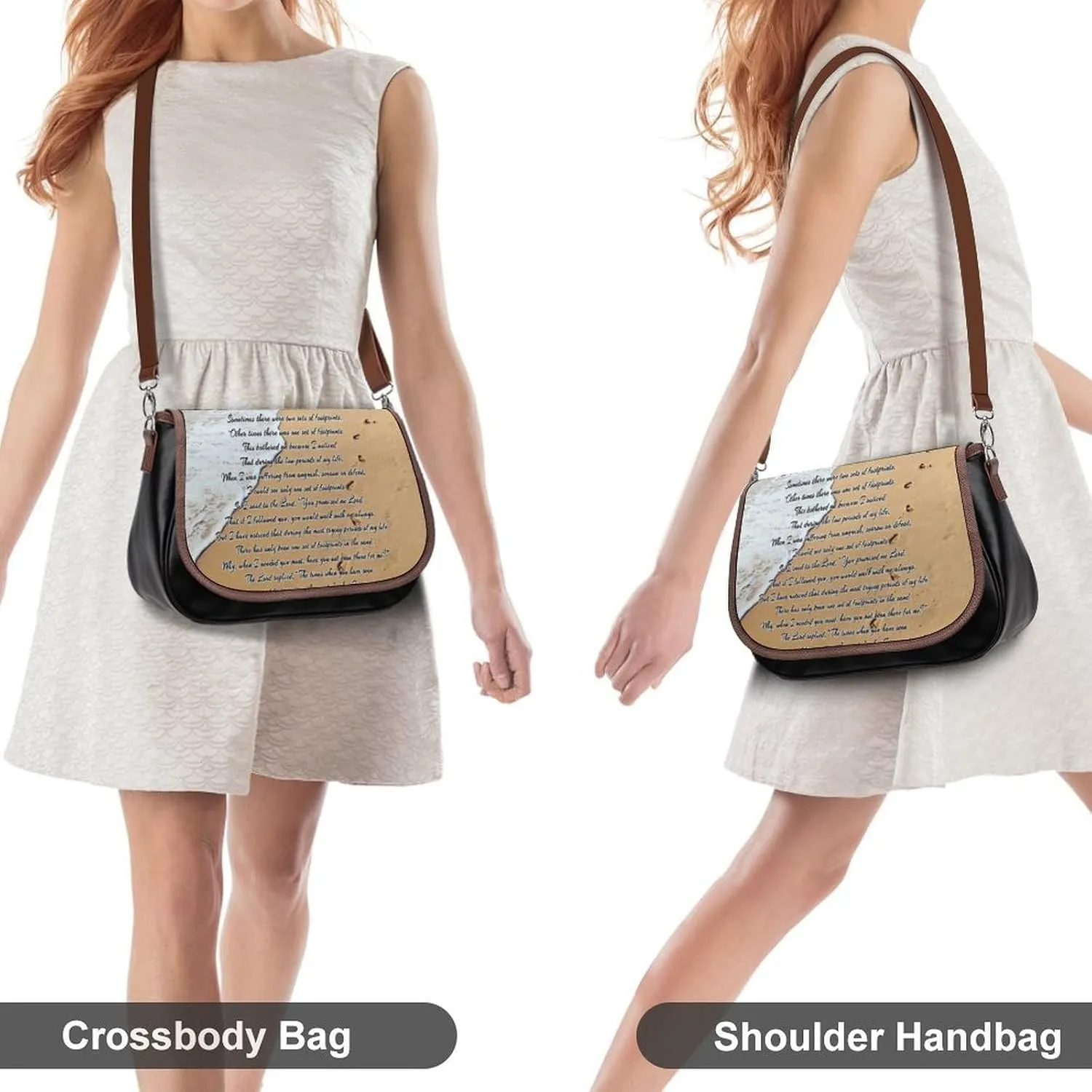 French Engraved Floral Toile Leather Shoulder Bag with Detachable Shoulder Strap Versatile for Daily Use