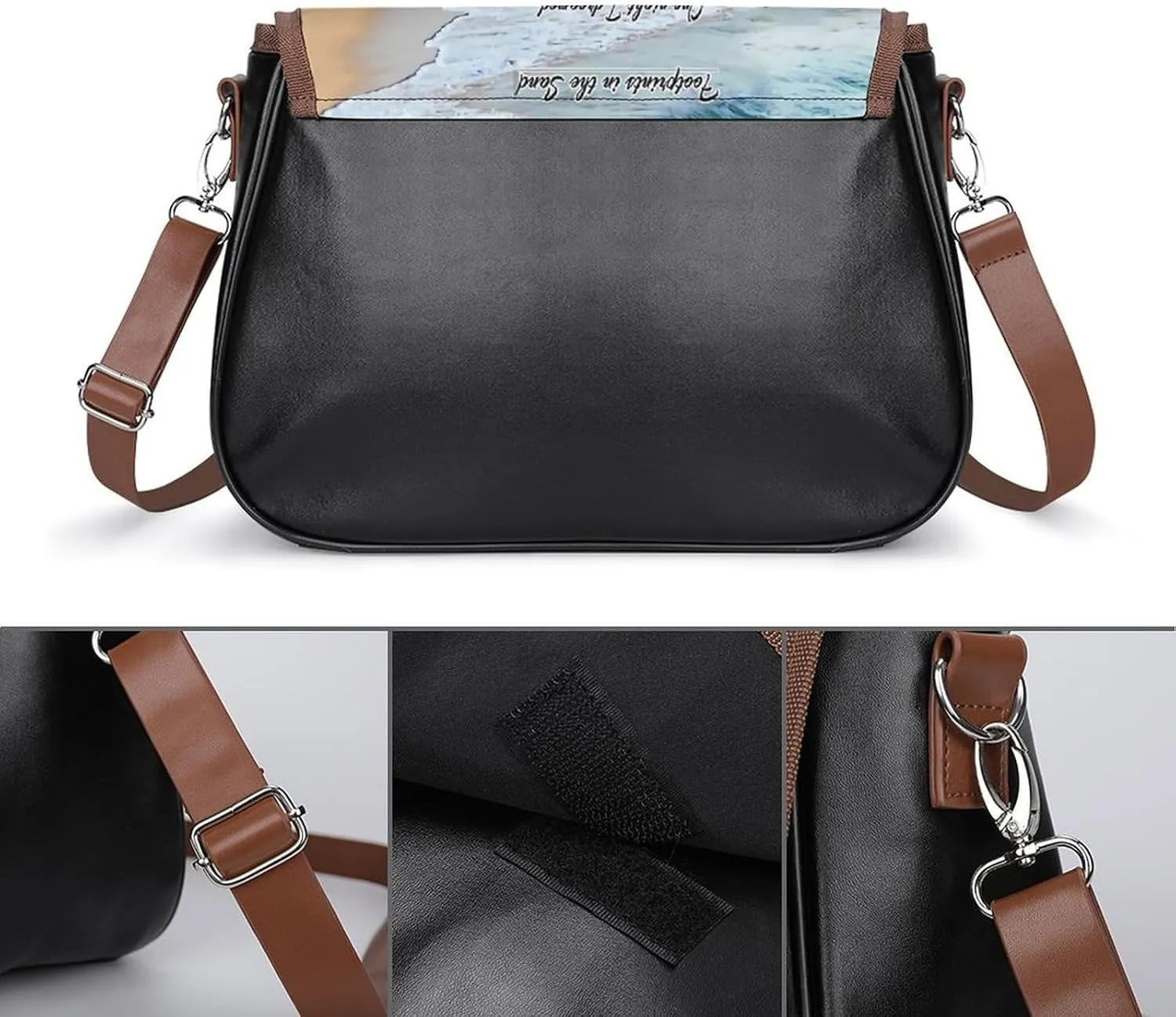 French Engraved Floral Toile Leather Shoulder Bag with Detachable Shoulder Strap Versatile for Daily Use
