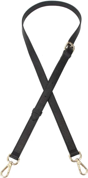Full Grain Leather Adjustable Replacement Cross Body Purse Shoulder Strap Handbag Bag Wallet, 2/3” Wide (Black)