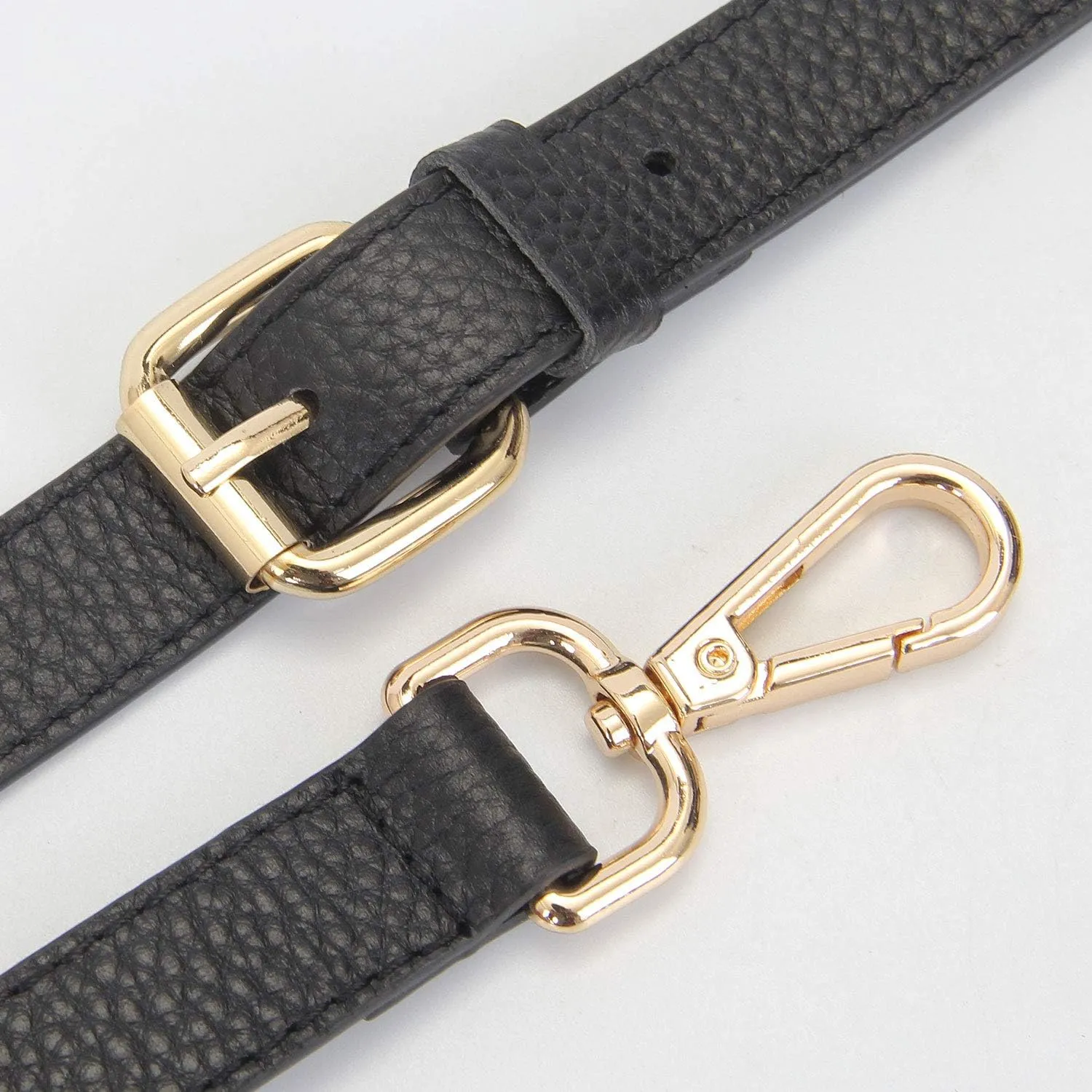 Full Grain Leather Adjustable Replacement Cross Body Purse Shoulder Strap Handbag Bag Wallet, 2/3” Wide (Black)