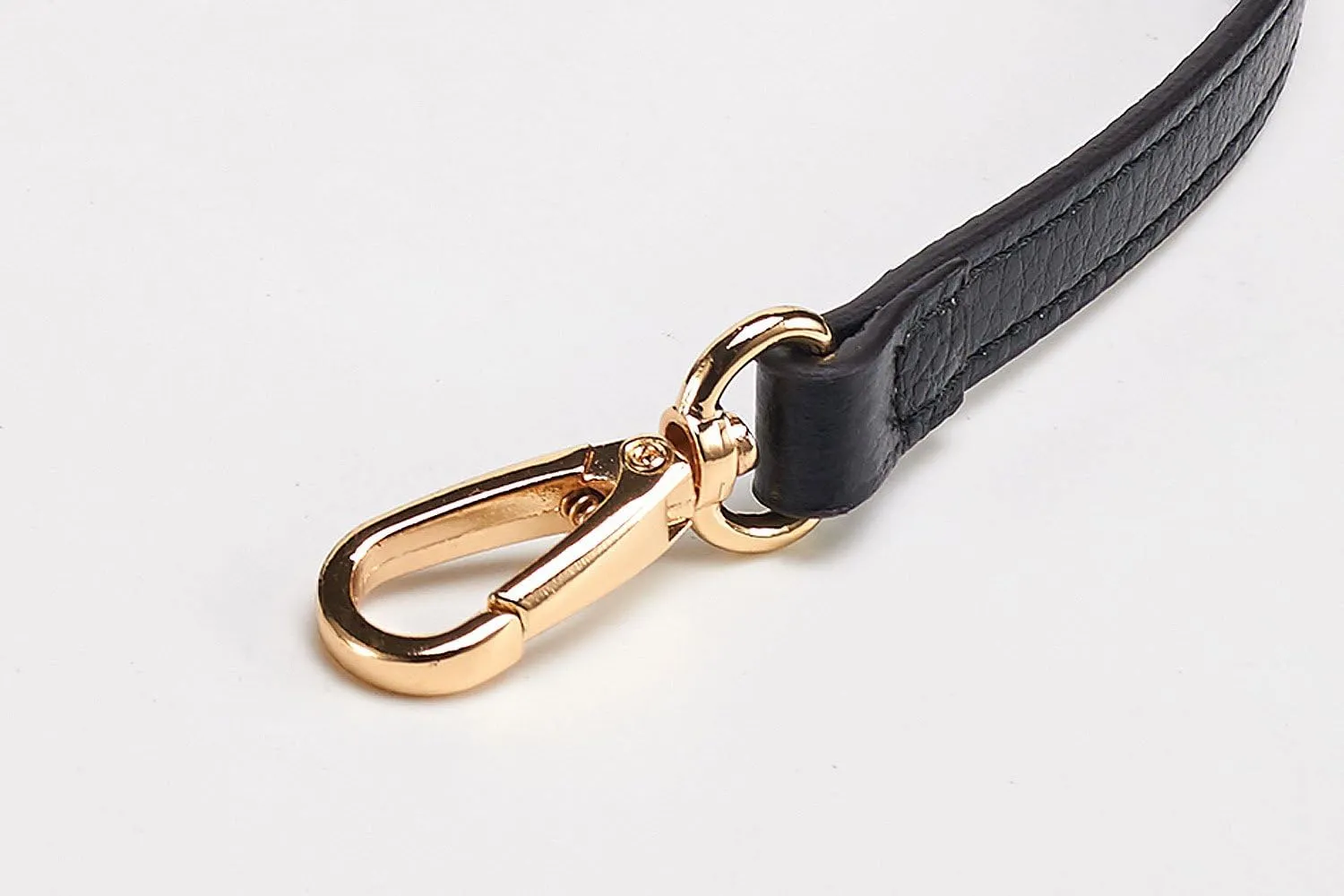 Full Grain Leather Adjustable Replacement Strap Cross Body Bag Purse, 43-51 inch Gold Hardware (Black-Gold Buckles with Tassel)
