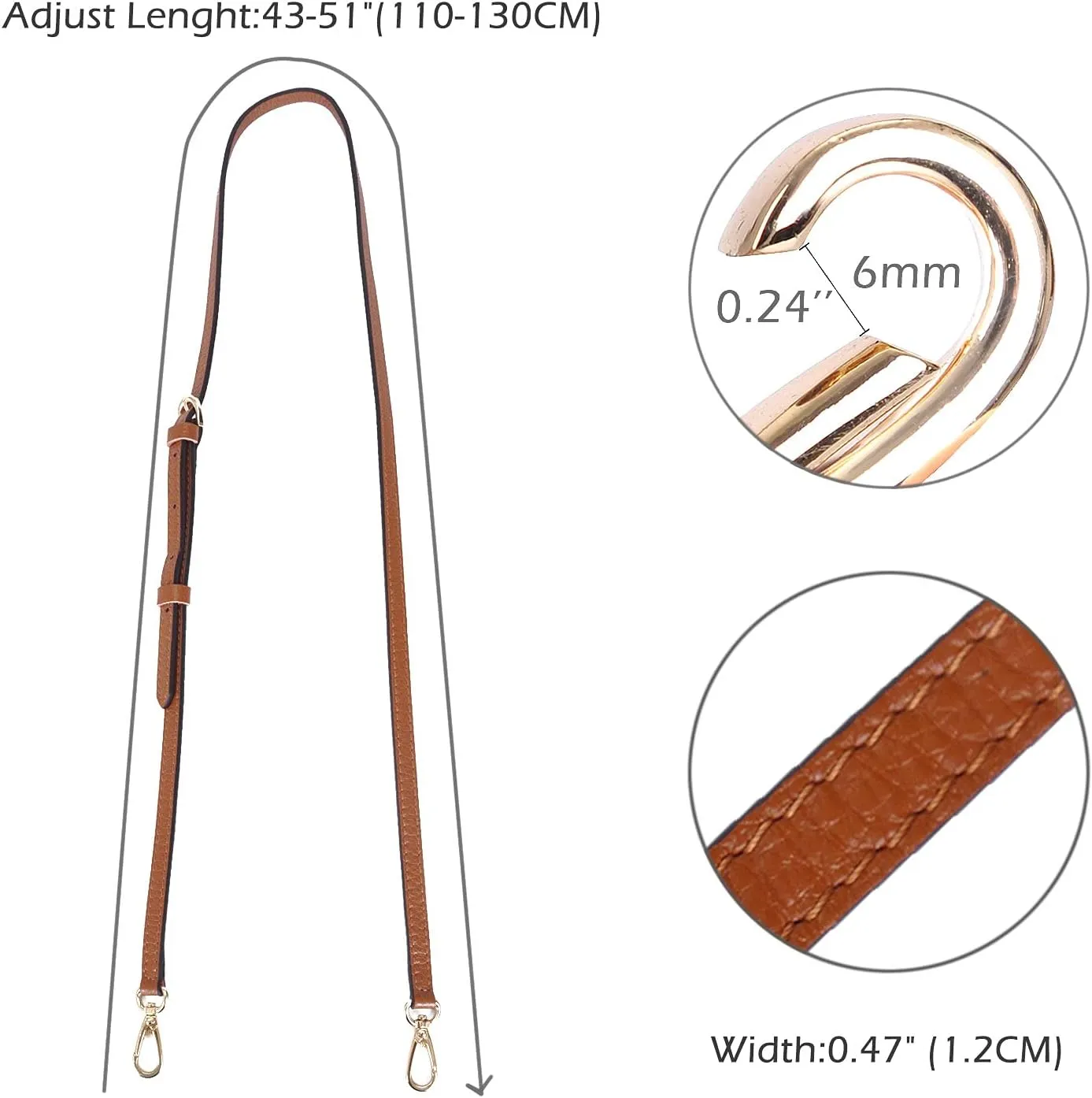 Full Grain Purse Strap Genuine Leather Replacement for Cross Body Bag HandBags