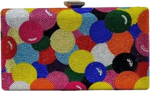 Fun Colorful Balloons Rhinestone Handbag Unique Women Party Bags Formal Prom Crystal Clutch Purse