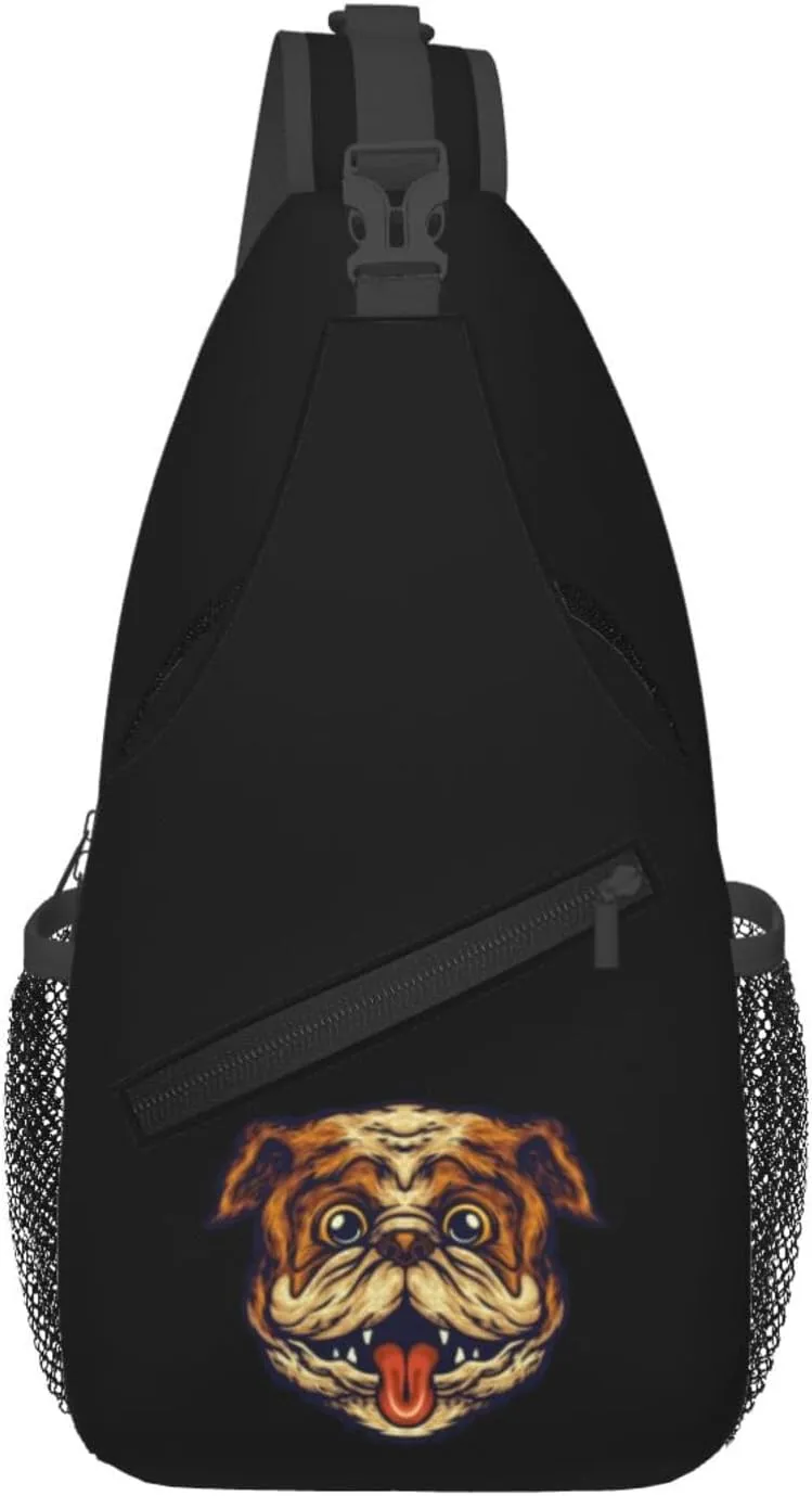 Funny Dog Head Crossbody Bags For Women Men Chest Backpack Gym Shoulder Bag Travel Outdoor Sports Casual Crossbody Bags