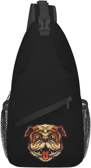 Funny Dog Head Crossbody Bags For Women Men Chest Backpack Gym Shoulder Bag Travel Outdoor Sports Casual Crossbody Bags
