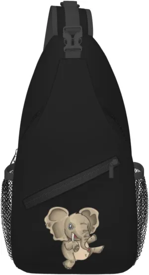 Funny Little Elephant Crossbody Bags For Women Men Chest Backpack Gym Shoulder Bag Travel Outdoor Sports Casual Crossbody Bags
