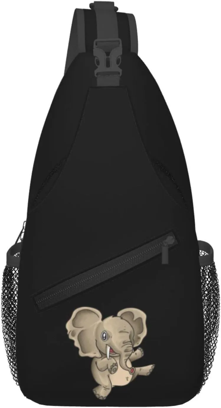 Funny Little Elephant Crossbody Bags For Women Men Chest Backpack Gym Shoulder Bag Travel Outdoor Sports Casual Crossbody Bags