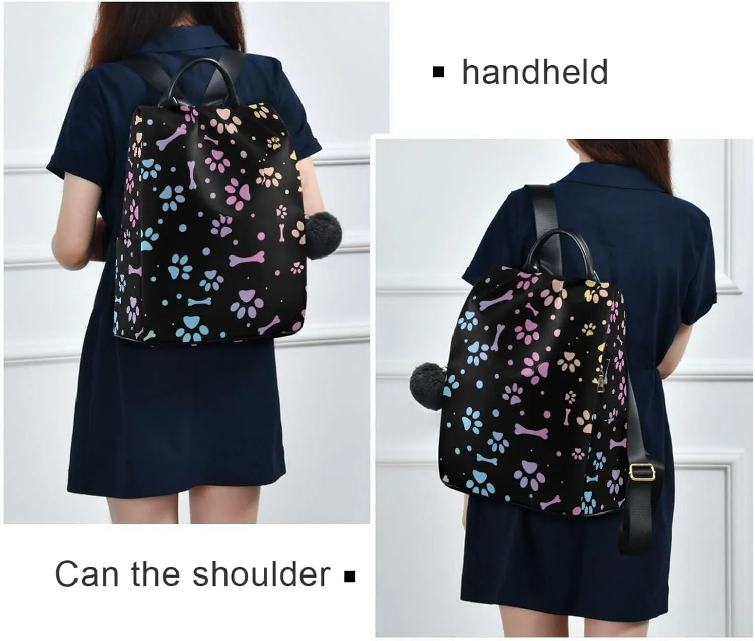 Fustylead Animal Paw and Bone Backpack Purse for Women Anti Theft Fashion Back Pack Shoulder Bag