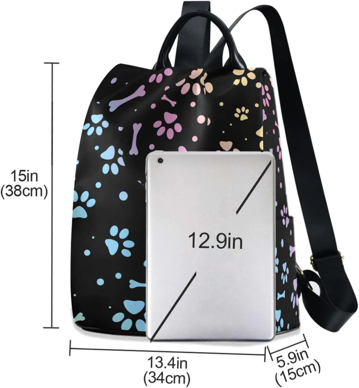 Fustylead Animal Paw and Bone Backpack Purse for Women Anti Theft Fashion Back Pack Shoulder Bag
