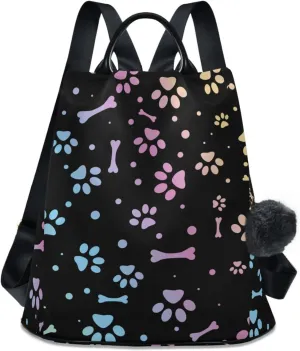 Fustylead Animal Paw and Bone Backpack Purse for Women Anti Theft Fashion Back Pack Shoulder Bag