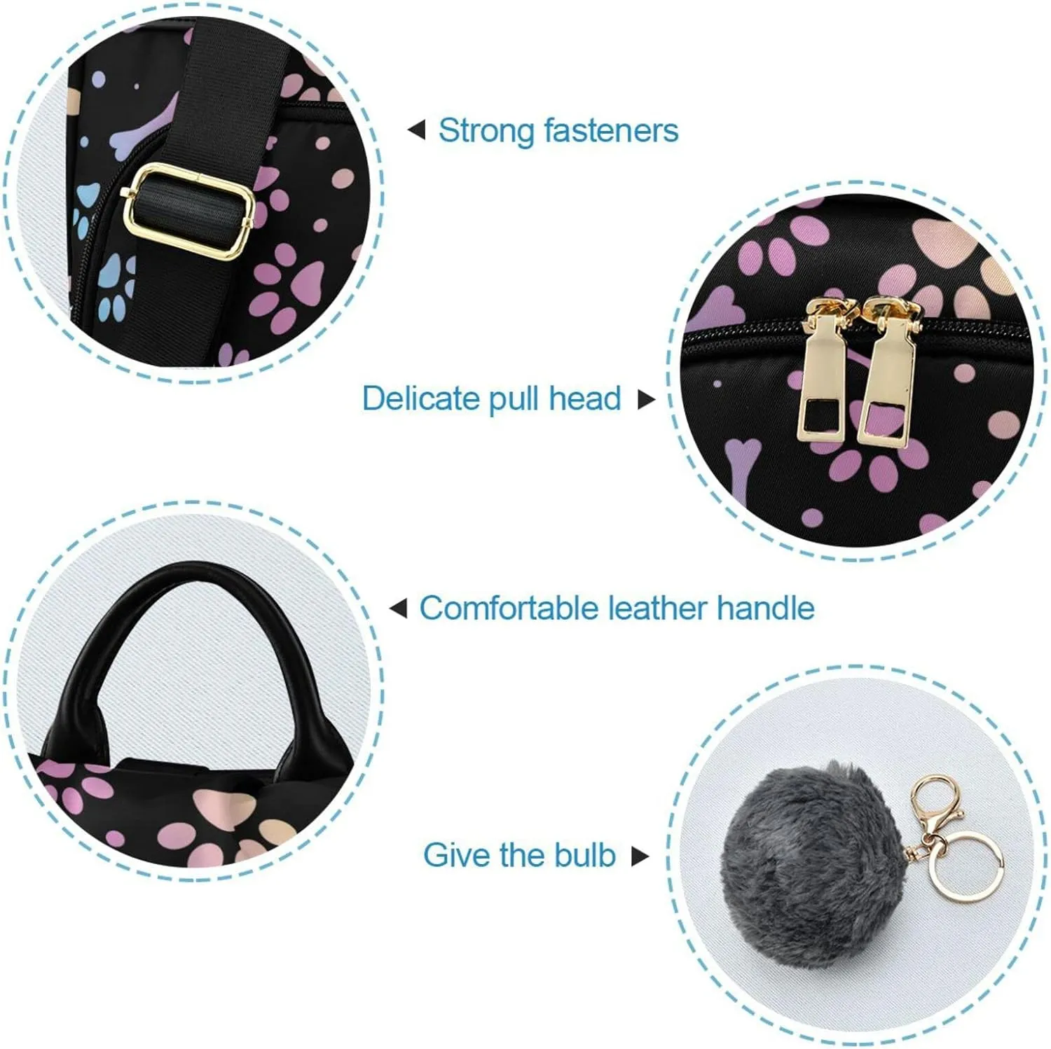 Fustylead Animal Paw and Bone Backpack Purse for Women Anti Theft Fashion Back Pack Shoulder Bag