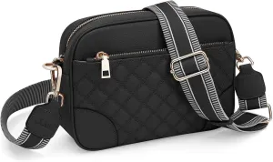 FYY Small Crossbody Bags for Women Quilted Vegan Leather Crossbody Purses for Women Travel with Adjustable Shoulder Strap