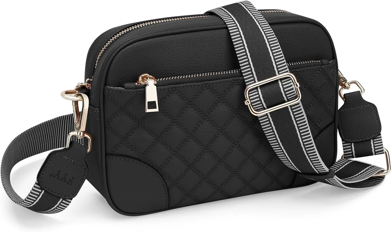 FYY Small Crossbody Bags for Women Quilted Vegan Leather Crossbody Purses for Women Travel with Adjustable Shoulder Strap