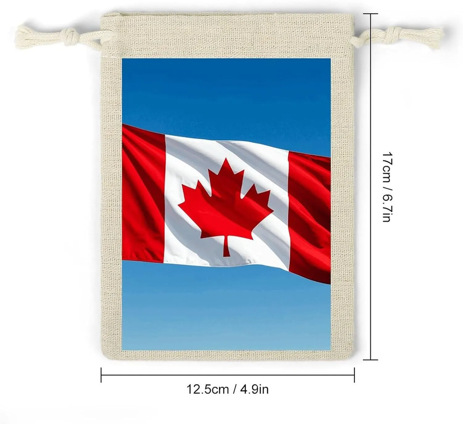 FZQVSGW 8 Pack Favors Bags Retro Canada Flag Burlap Bags Reusable Drawstring Gift Bag for Party Decorations
