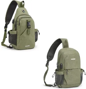 G4Free Canvas Sling Bag Crossbody Backpack with USB Charging Port & RFID Blocking