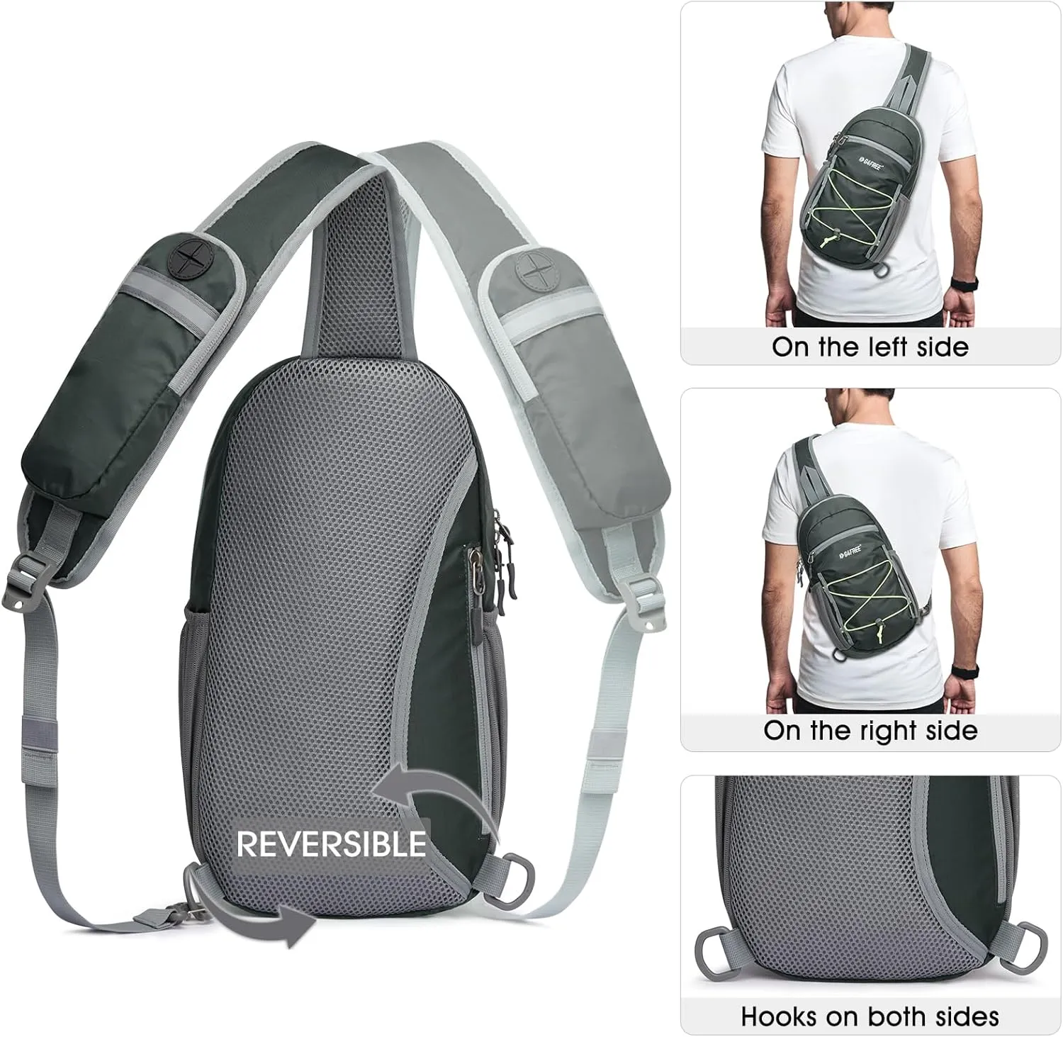 G4Free Sling Bag Backpack RFID Blocking Crossbody with Front Pocket Hiking Daypack Outdoor Chest Bag for Women Men