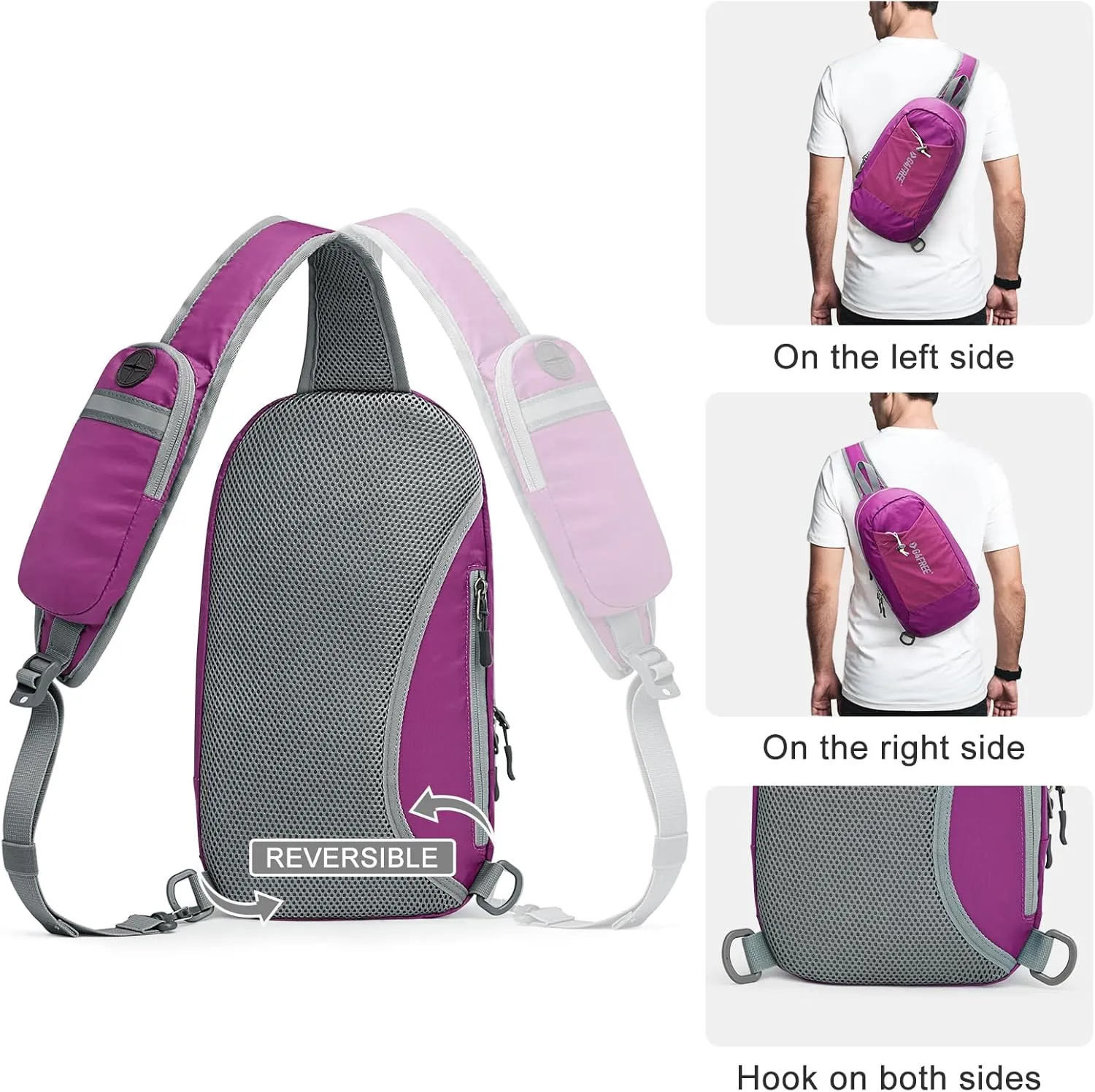G4Free Sling Bag RFID Blocking Crossbody Backpack with Front Pocket Hiking Daypack Chest Bag for Women Men