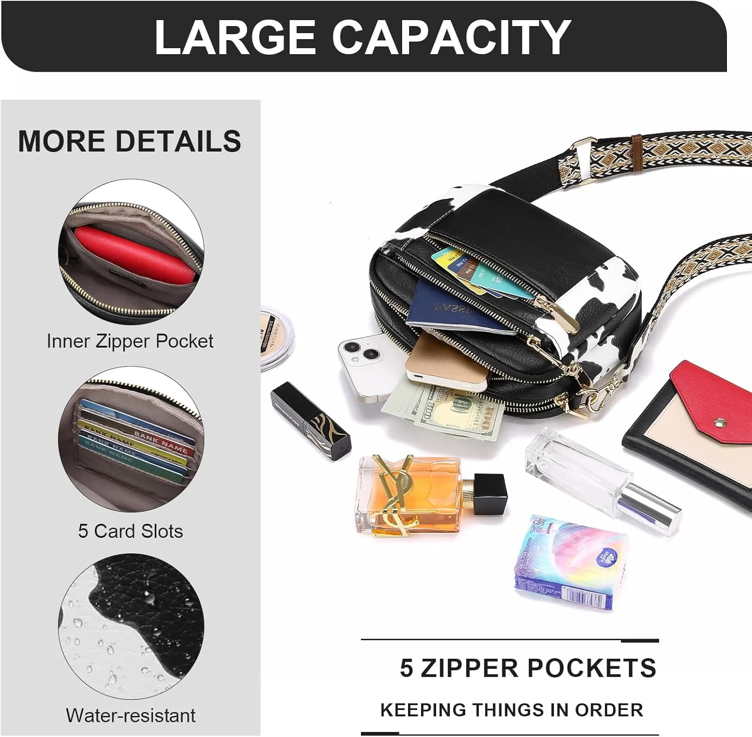 GAEKEAO Crossbody Purses for Women Small Crossbody Bags Vegan Leather Trendy Shoulder Handbags with Adjustable Shoulder Strap