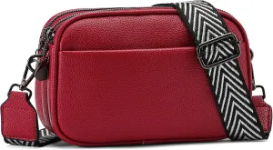 GAEKEAO Small Crossbody Bags for Women Vegan Leather Wide Strap Trendy Design Camera Bag Purse Shoulder Handbag Travel