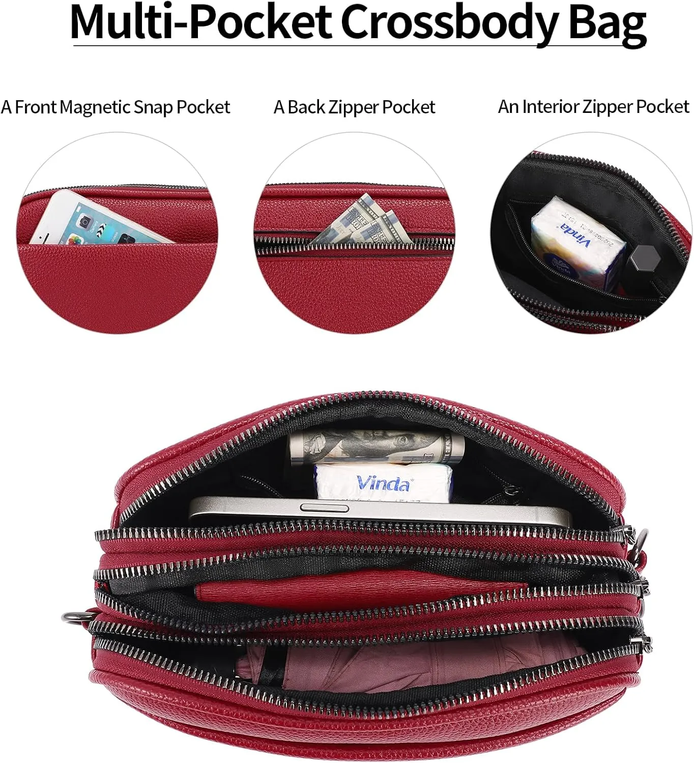 GAEKEAO Small Crossbody Bags for Women Vegan Leather Wide Strap Trendy Design Camera Bag Purse Shoulder Handbag Travel