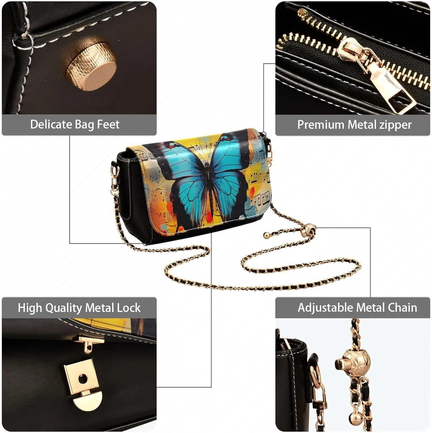 GAIGEO Abstract Gold and Silver Swirls Womens Crossbody Bag Leather, Leather Crossbody Purses for Women