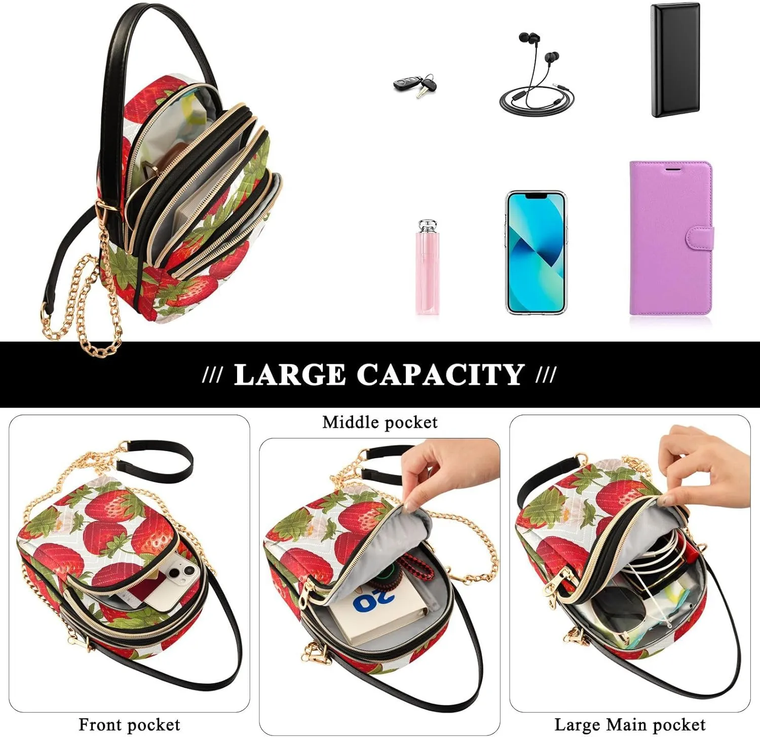 GAIGEO Multi Colors Donuts Shoulder Handbag, Crossbody with Removeable Strap, Modern Crossbody Bags for Women