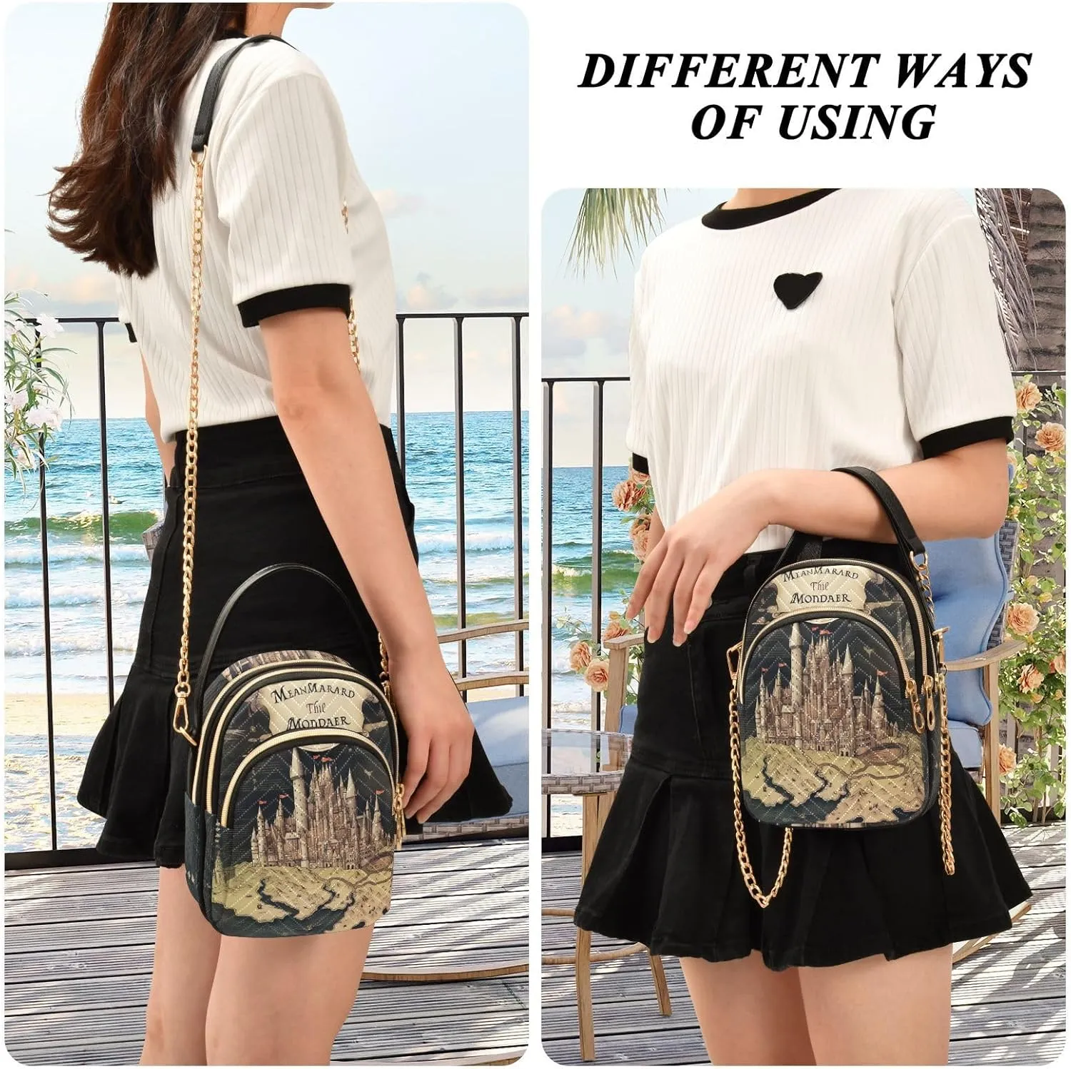 GAIGEO Old Map of the Tower and Palace Women’s Crossbody, Casual Crossbody Purse Removable Strap Crossbody