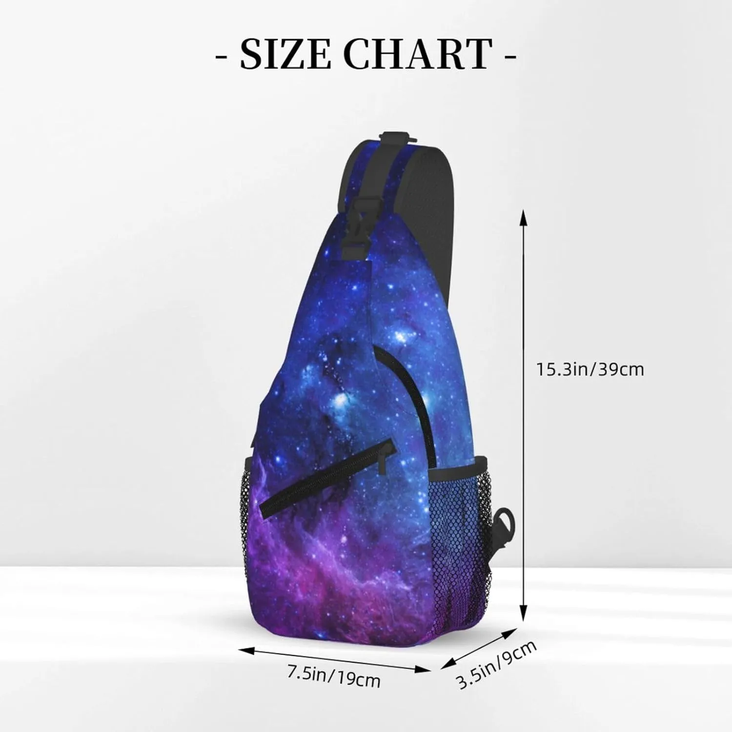 Galaxy Sling Bag Crossbody Backpack,Deep Space Star Field Abstract Universe Blue Purple Galaxy Stars Chest Bag Casual Shoulder Backpack Fantasy Nebula Design Sports Travel Hiking Daypack